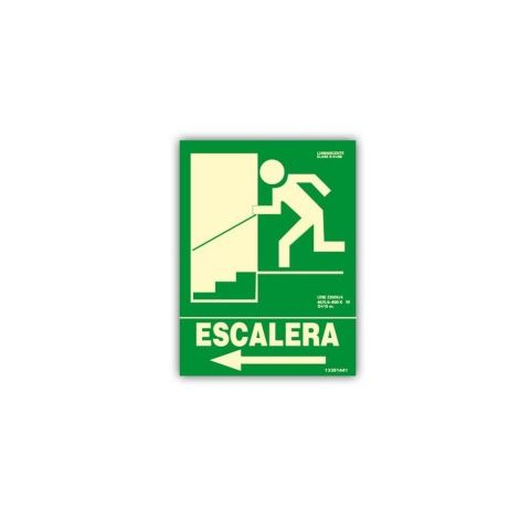 CARTEL ESCALERA DE EMERGENCIA - IZQUIERDA CLASE A